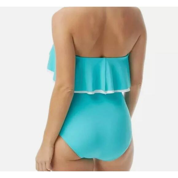 Contours by Coco Reef Women's Light Blue Agate Ruffle Bandeau One Piece 12 36C - Picture 3 of 3